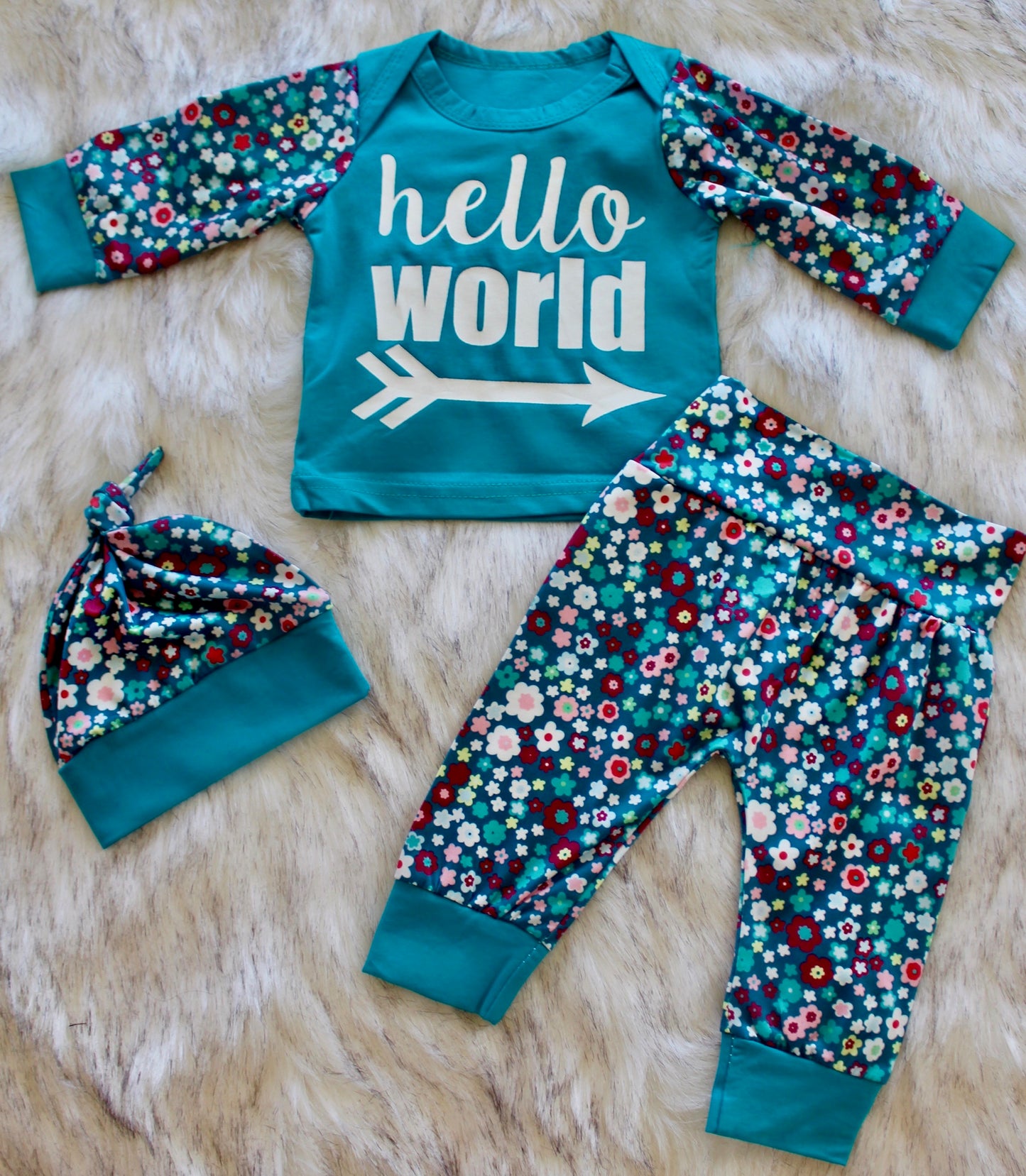 Hello World Three Piece Set with Hat