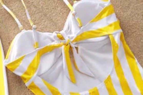 Yellow Stripe Couple Swimsuit